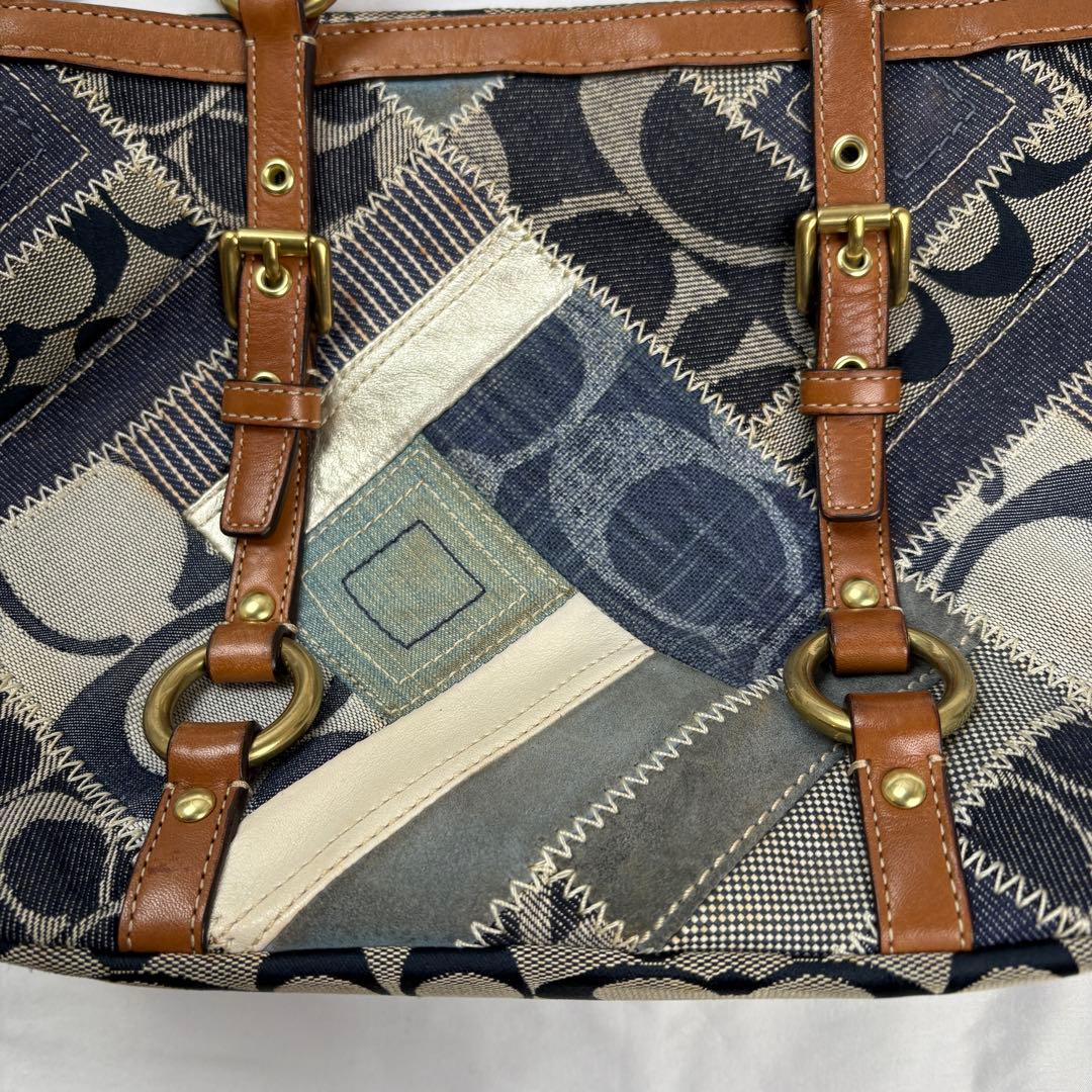 バッグ COACH denim patchwork tote bag