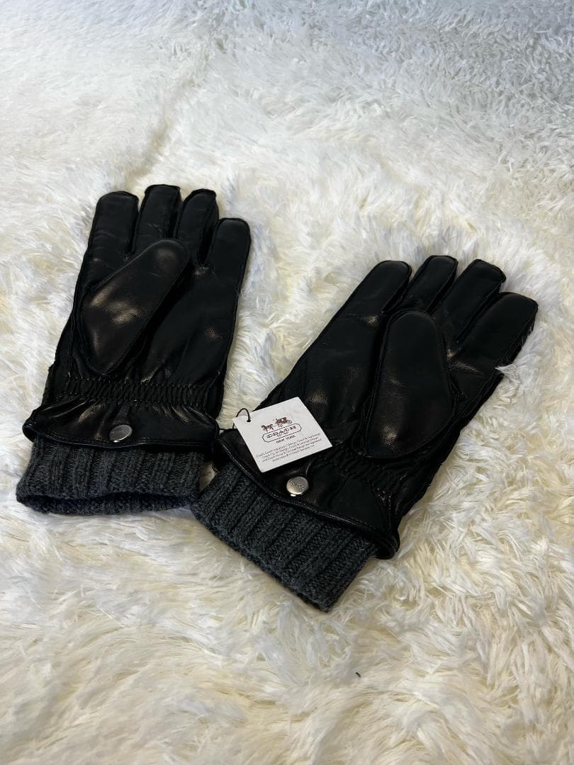 コーチ　メンズ 手袋　レザー&カシミヤ グローブ　F83853 BLK