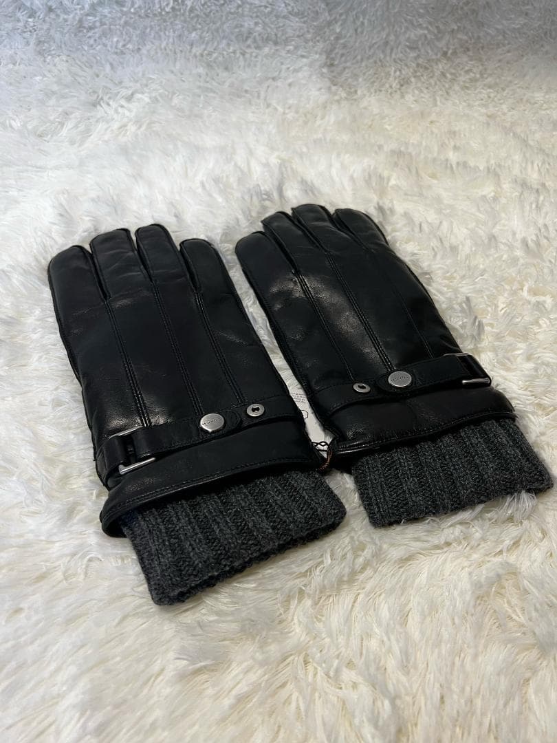 コーチ　メンズ 手袋　レザー&カシミヤ グローブ　F83853 BLK
