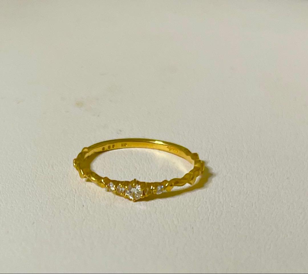 18金 K18印 ／ 0.06ct 天然ダイヤ 1.1グラム ／ 9号