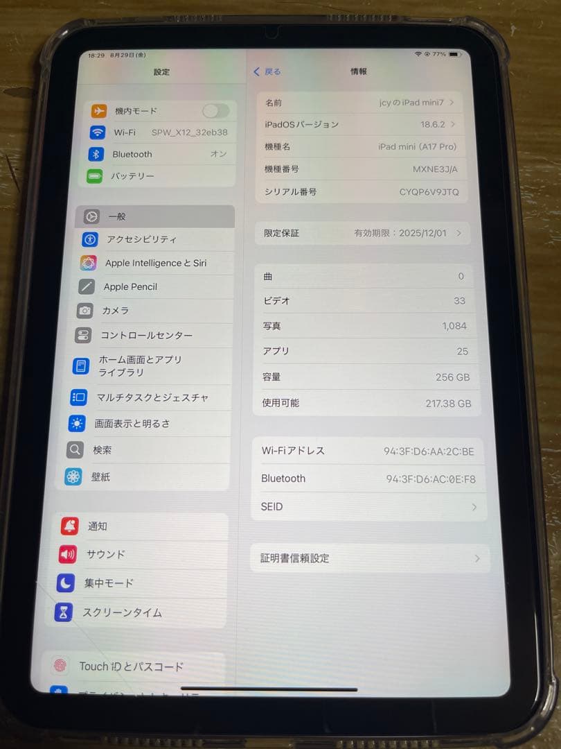 iPad mini (第7世代) A17Pro 256GB