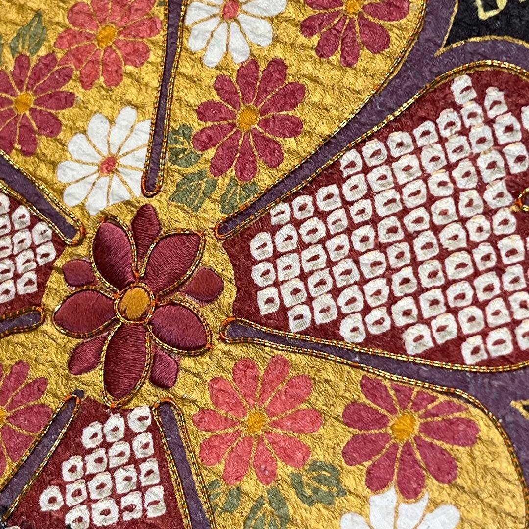 振袖　振り袖　成人式　フルセット　正絹　灰色　グレー　灰茶　絞り　菊　花柄