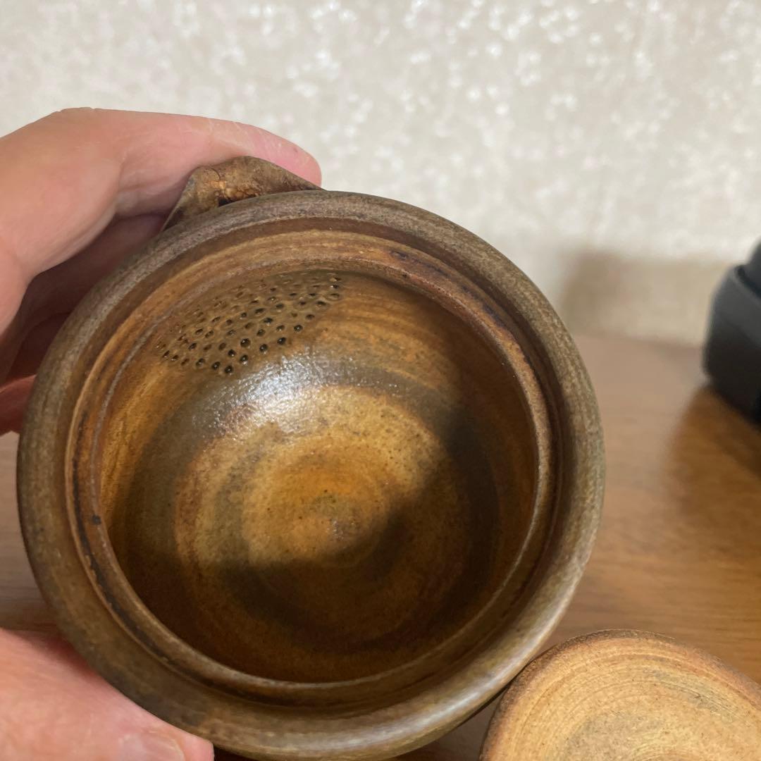 陶器製 茶色 急須 丸型 宝瓶