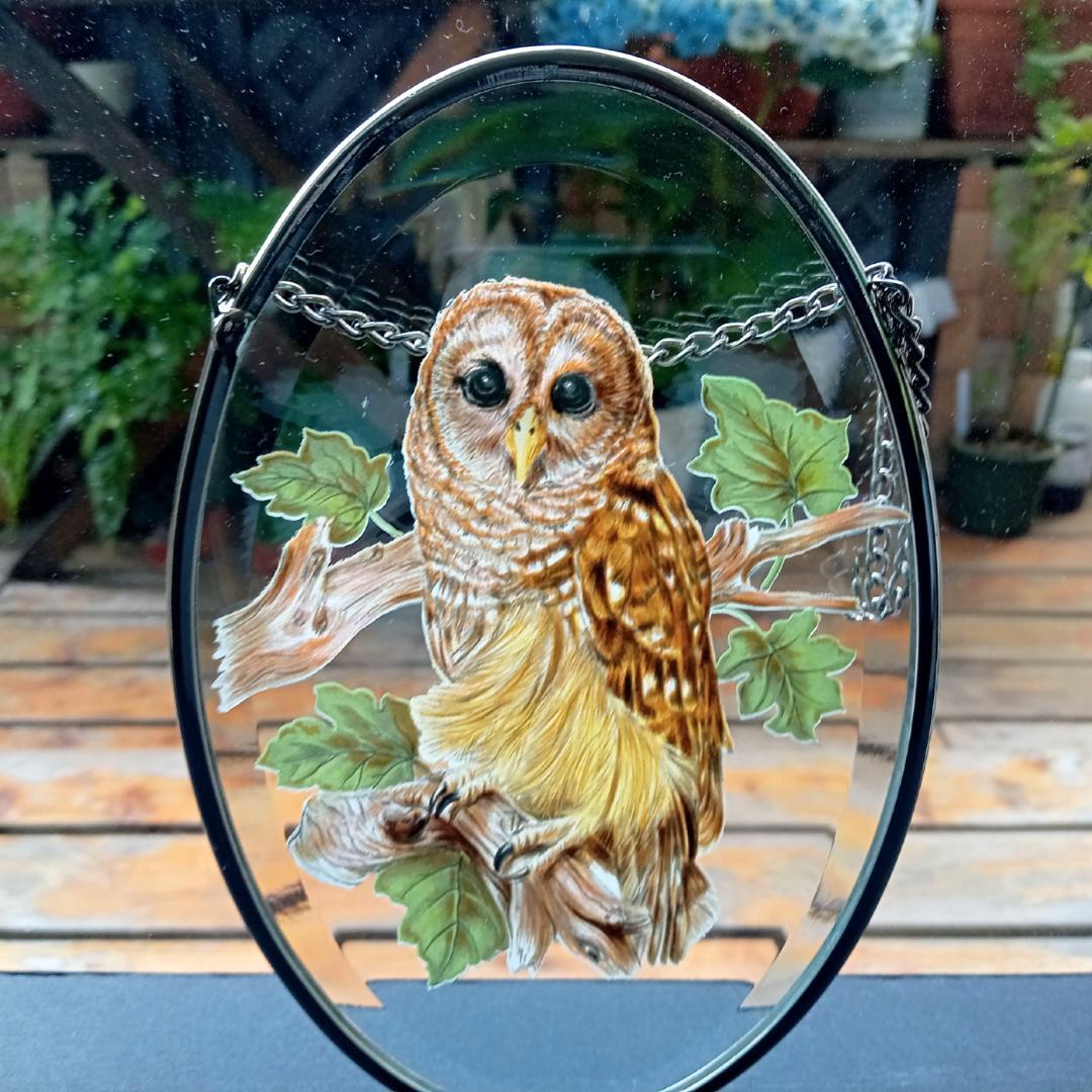 ライフォード社ステンドグラス ふくろうB梟フクロウ /グラスマスターズ トロント