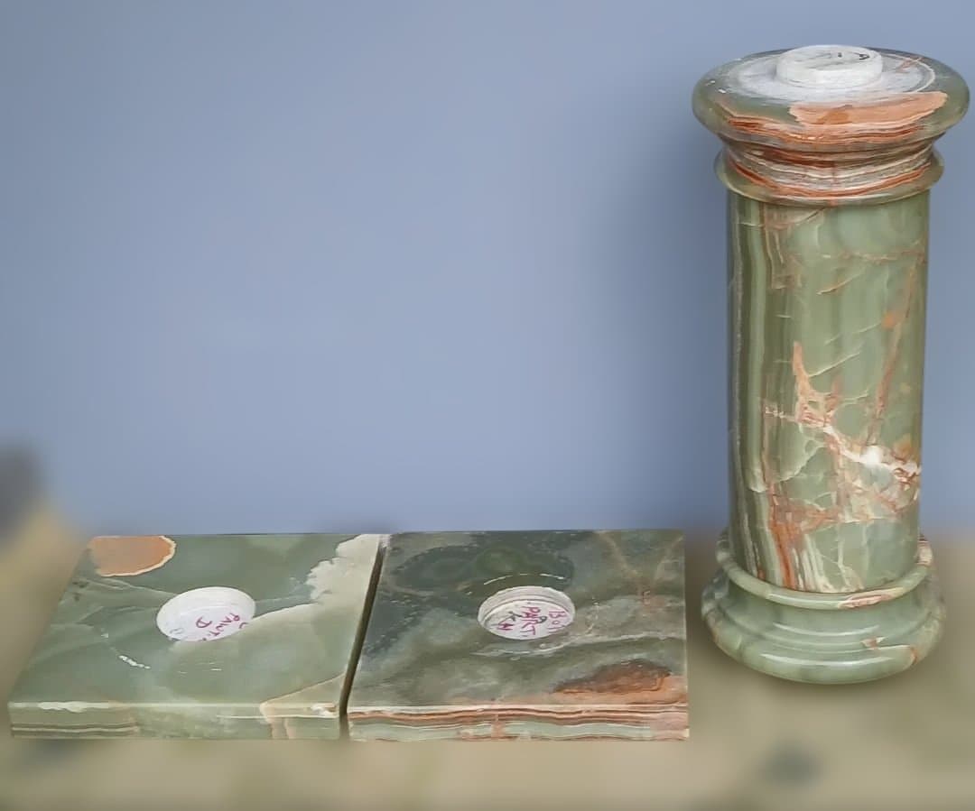 お引き取り専用　グリーンオニキス(オニックス)　天然大理石　円柱型飾り台ポール