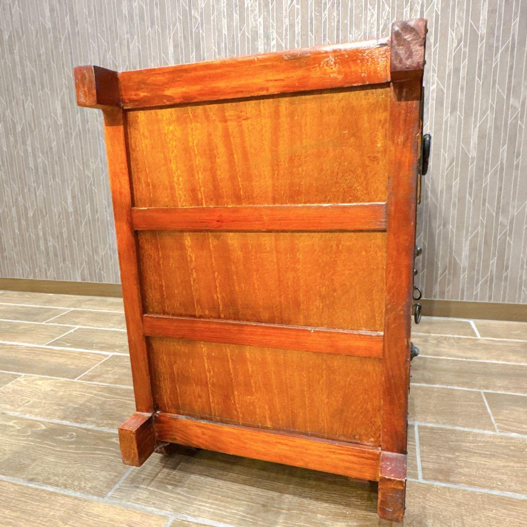 【美品】仙台箪笥風 民芸箪笥 和家具 小箪笥 車輪付き 鉄金具 木製 収納棚