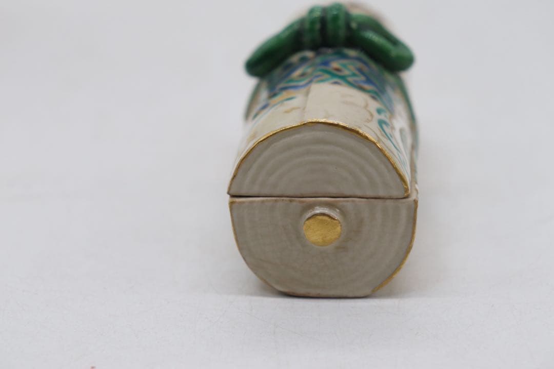 京焼の名工 野々村仁清 清右衛門 作　金彩色絵 宝尽図 巻物形 香炉0508