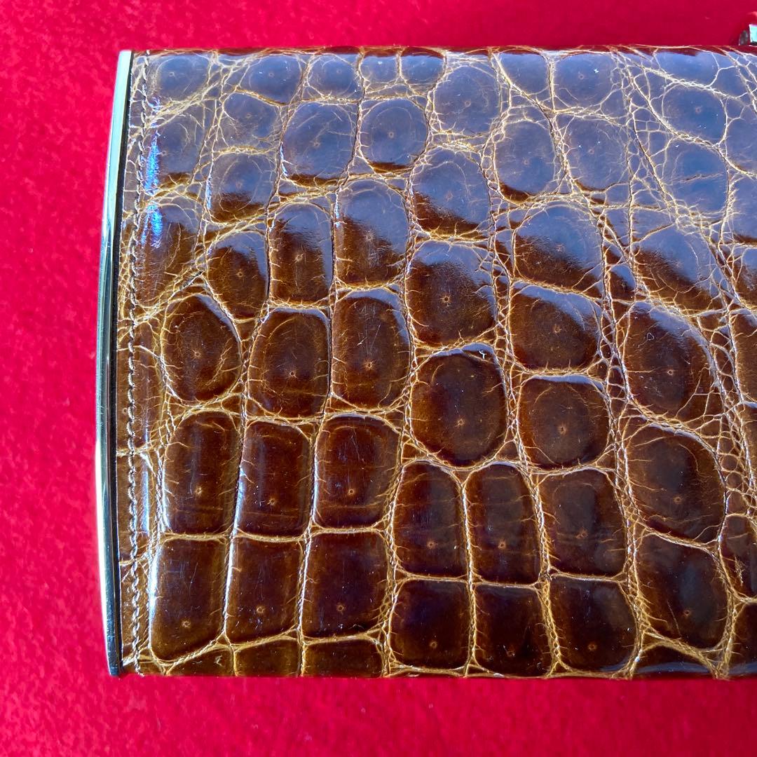 クロコダイル アクセサリーポーチ チェーンショルダー　e1212-E