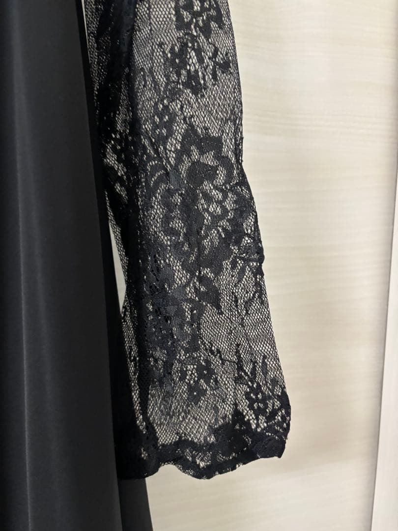 epic day メローレースAラインロングドレス　ブラック　パーティードレス