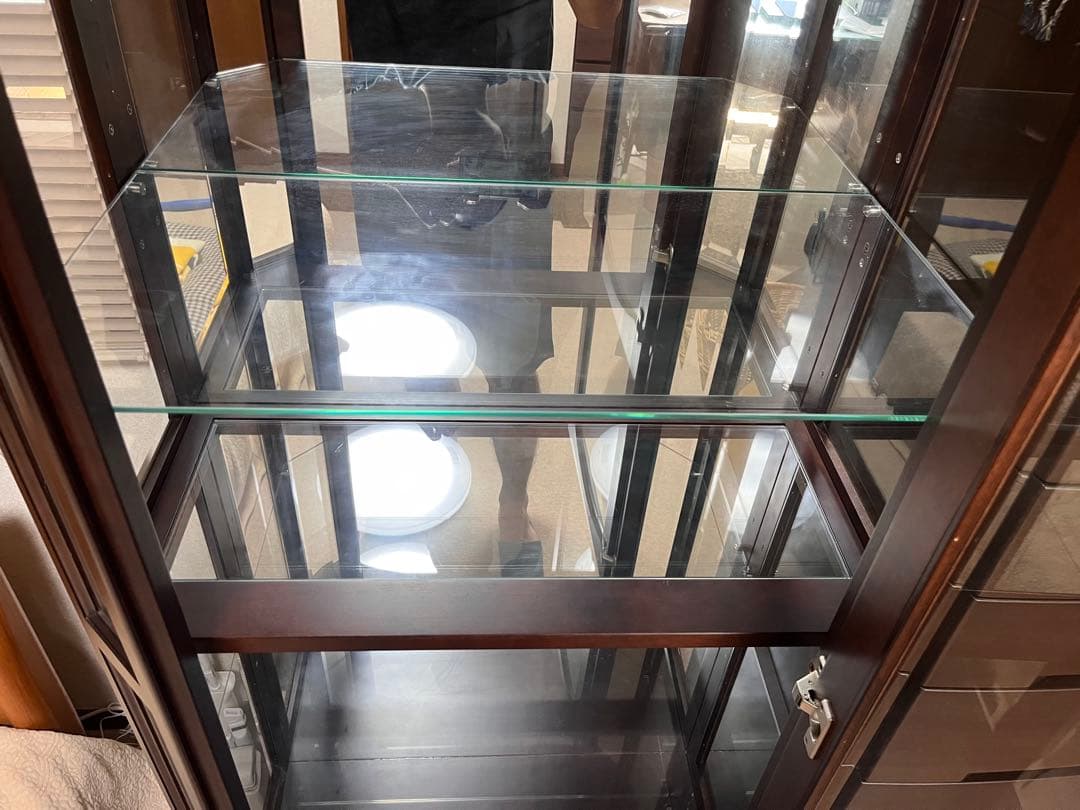 三陽家具工業 アコードM72 ガラスキャビネット 照明付　飾り棚　ミラー付