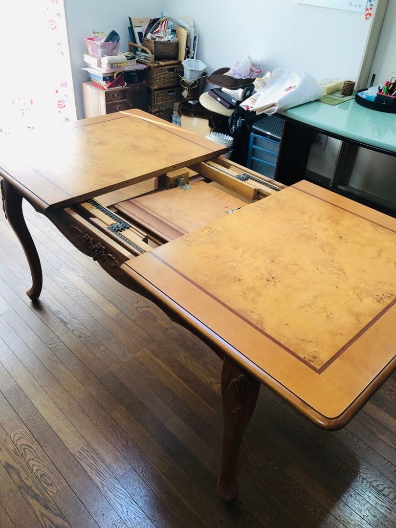 ビンテージ クイーンアンスタイル ダイニングテーブル　エクステンション　伸長式