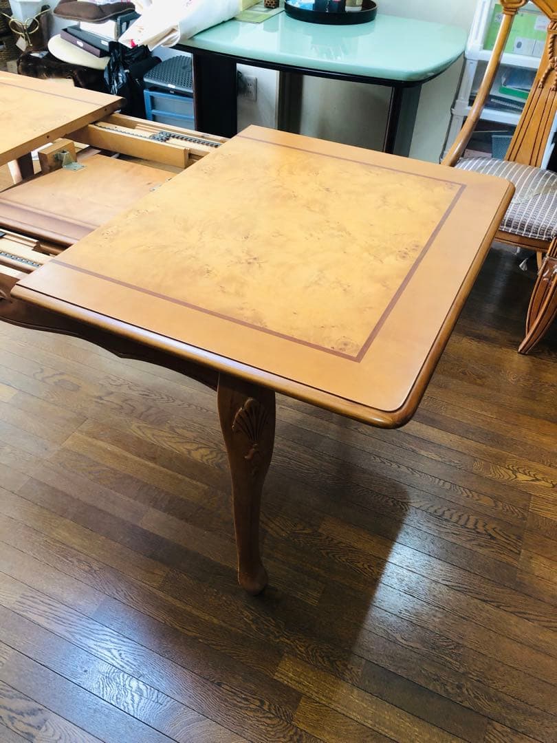 ビンテージ クイーンアンスタイル ダイニングテーブル　エクステンション　伸長式