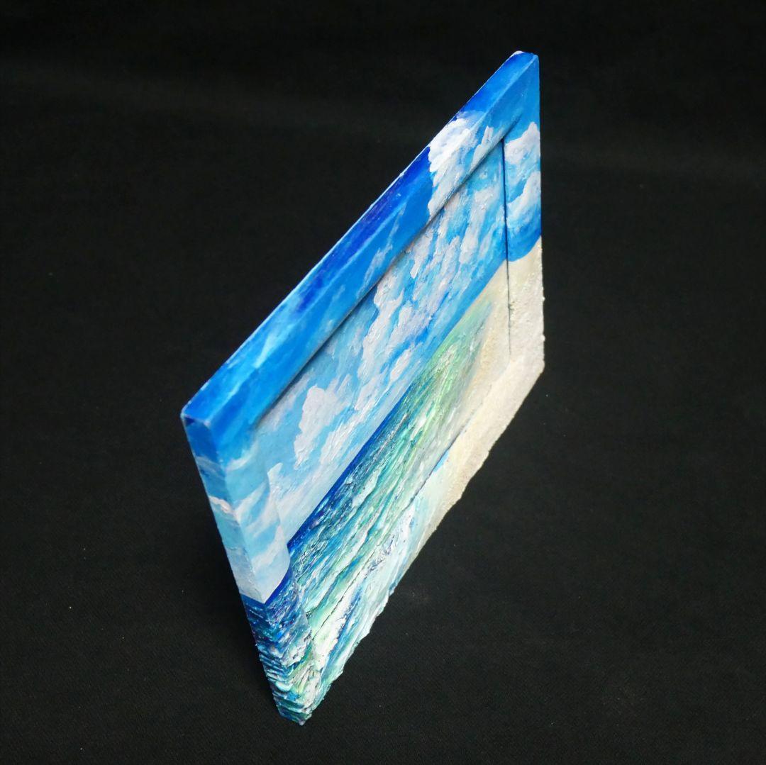 油絵 油彩 油彩画 絵 絵画 【砂浜の海】ミニ絵画