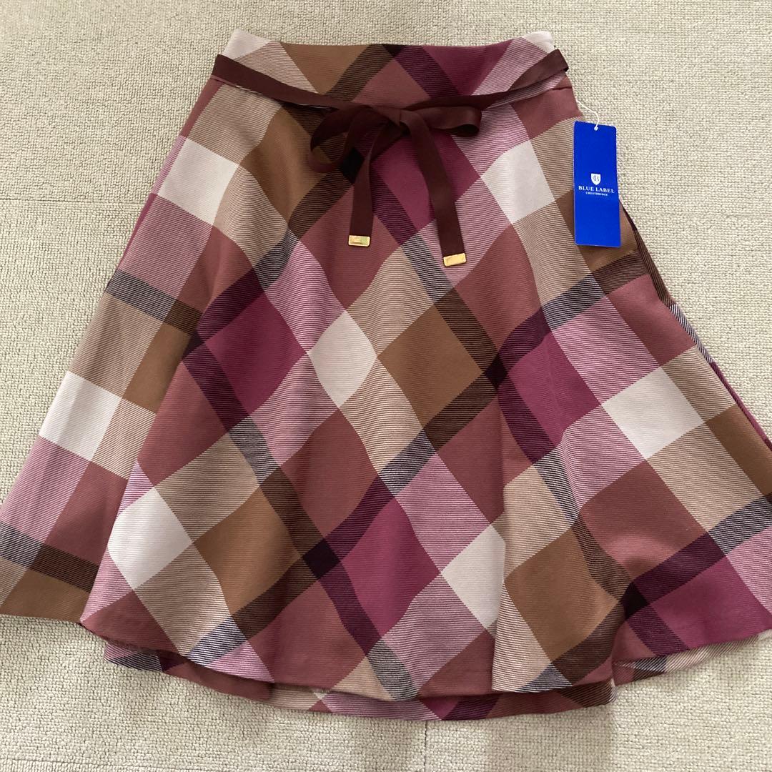 クレストブリッジ　チェックウールビエラスカート　38 ブルーレーベル　新品