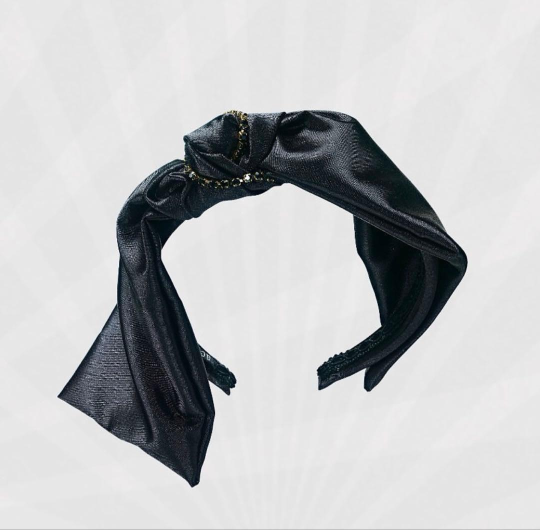 acca ブラックスカーフヘアバンド　スタッズつき