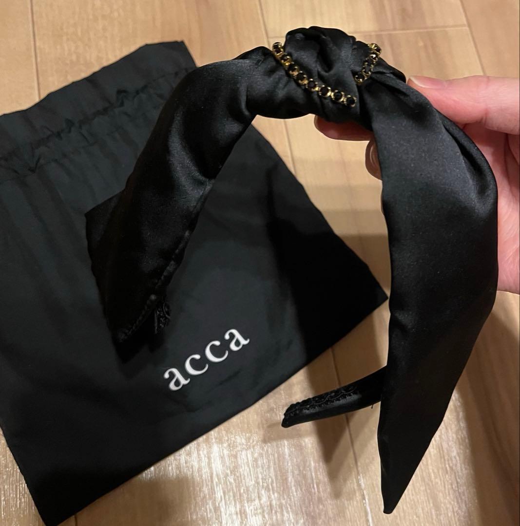 acca ブラックスカーフヘアバンド　スタッズつき