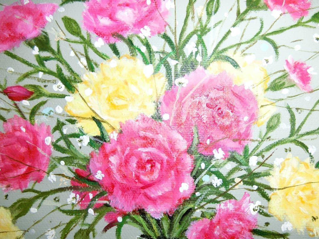 【ART】千賀節子真筆(カーネーション)4号