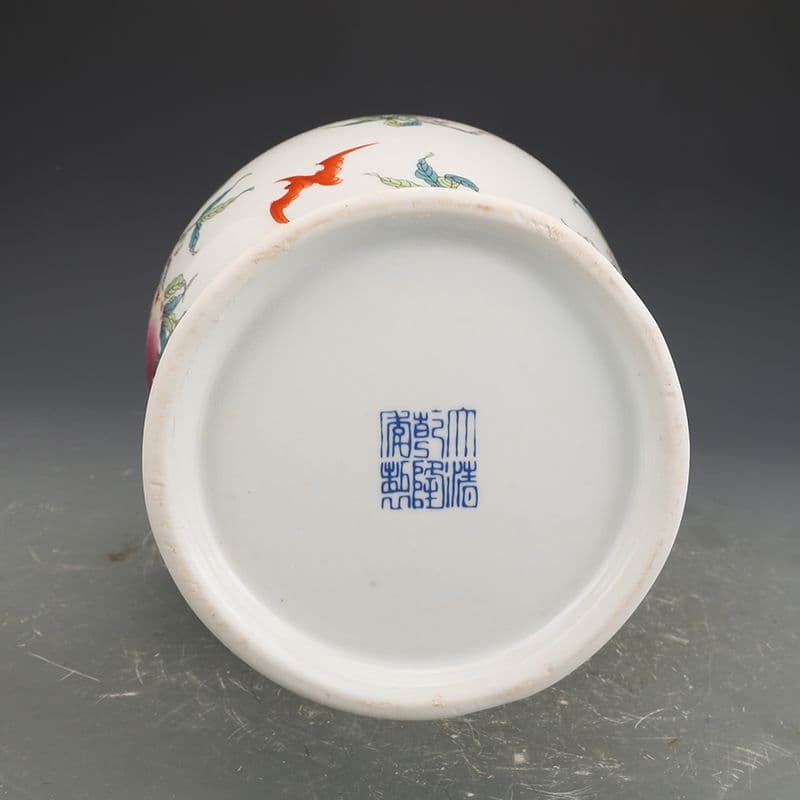 清乾隆粉彩福寿九桃紋オリーブ瓶 景徳鎮 陶磁器 装飾品 現代工芸品 美術品 置物