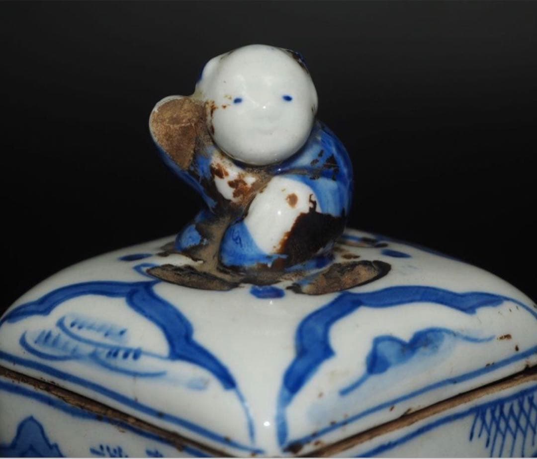 送料無料　『大明成化年製』銘　五童戯亀文香炉