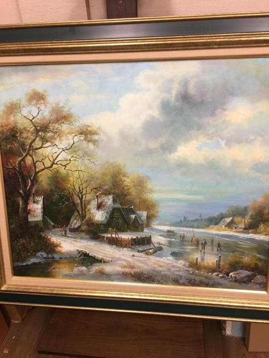 絵画 油絵肉筆画  直筆ヨーロツバ絵画パノラマ冬景画手描き