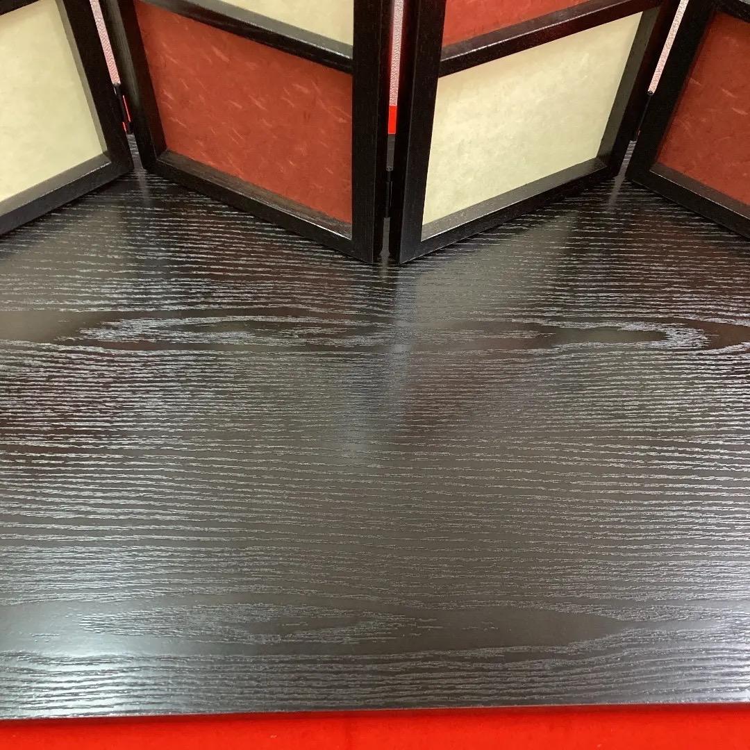 F20-5 市松柄屏風　木製台と屏風のみ　全体の高さ30㎝位　親王飾り台