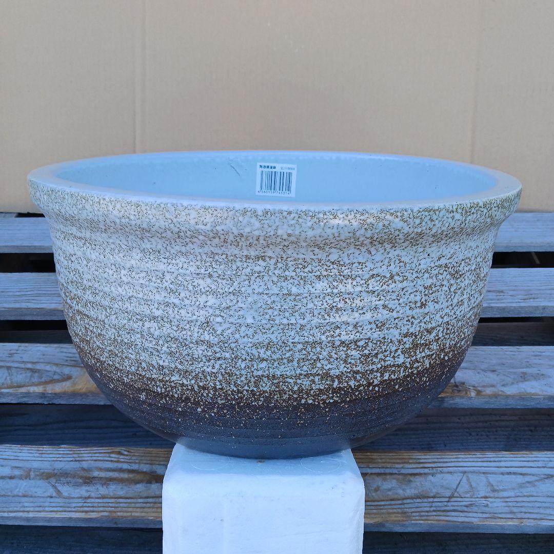 豆助　∅42　2個セット　陶器睡蓮鉢　メダカ鉢　難有　白　ホワイト　MWH