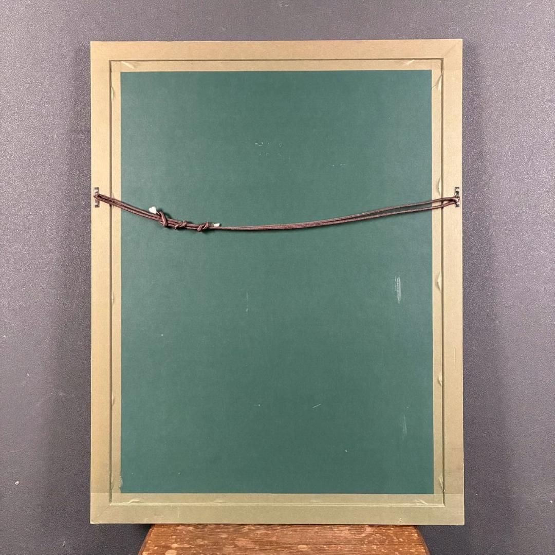 中島千波「月下の夜」リトグラフ 直筆サイン・落款有 額縁入り 日本画家