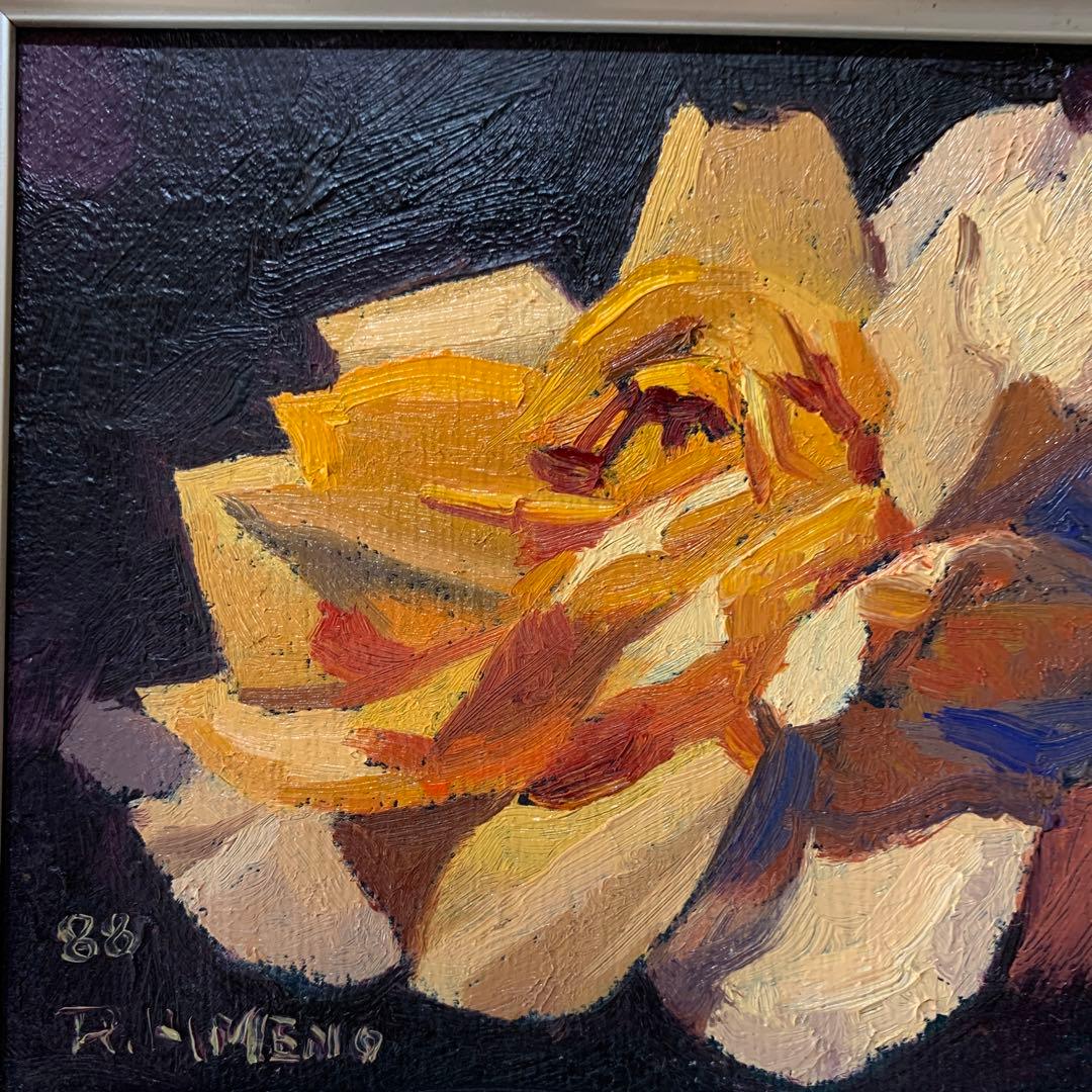 絵画　油彩肉筆画　真作　姫野陸郎『バラ』F0 1988年作