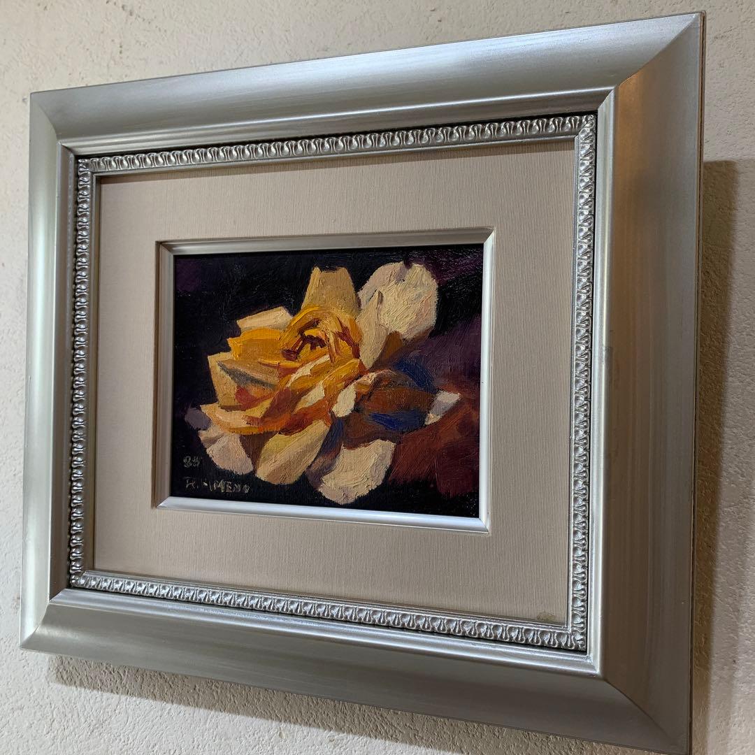 絵画　油彩肉筆画　真作　姫野陸郎『バラ』F0 1988年作