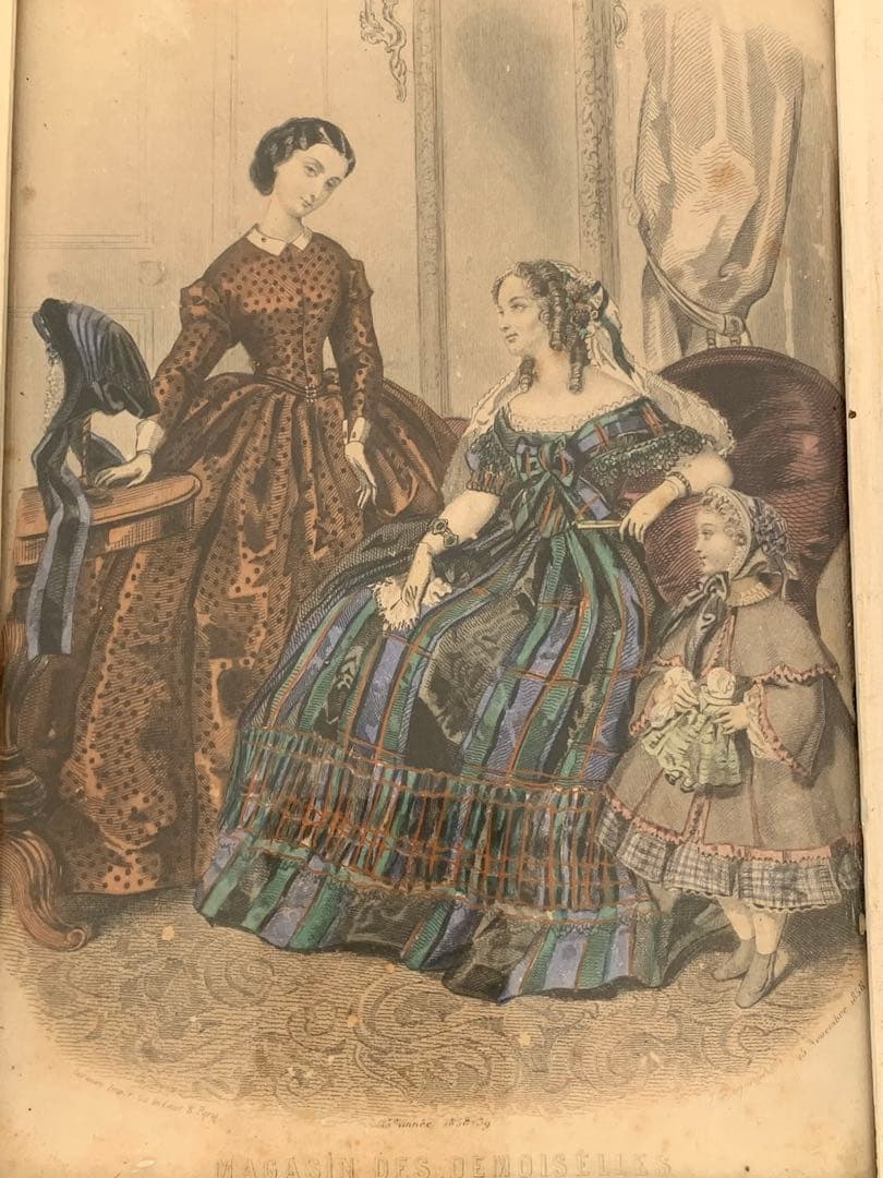 フランス　蚤の市　額　イラスト入り　フレーム　壁掛け