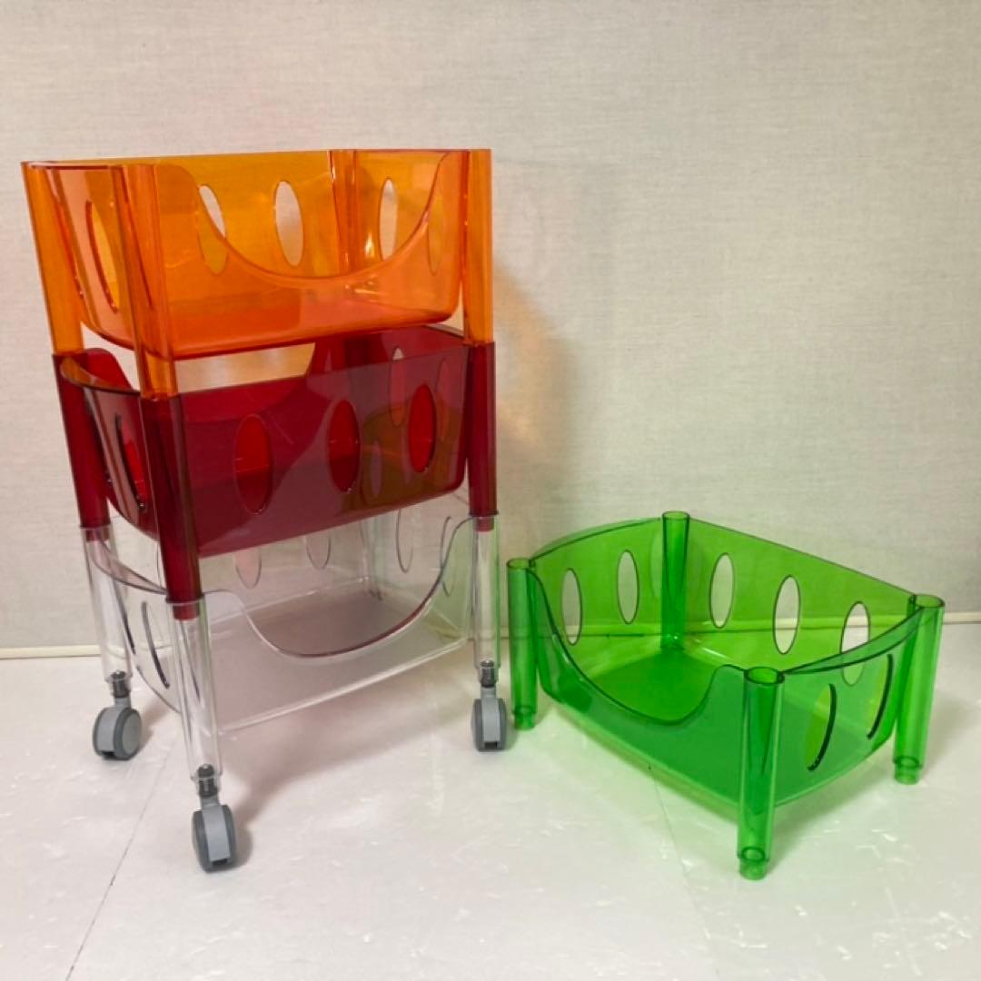 イタリア製 グッチーニ ワゴン ラック バスケット キャスター付き 収納 4段