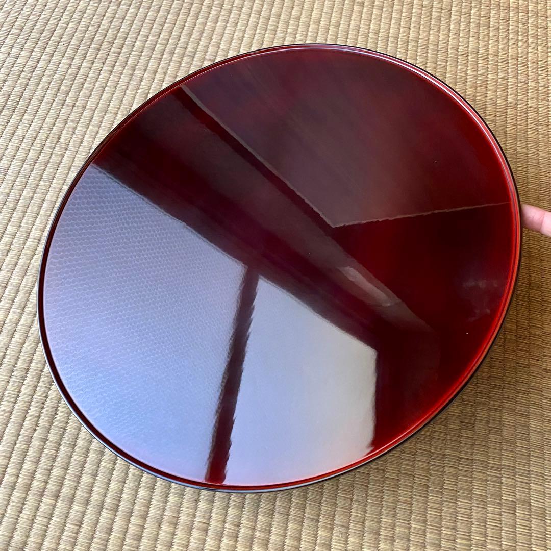 輪島塗 慶塚【溜塗 盛器】 菓子器　丸盆　40cm　天然木　漆塗　茶道具