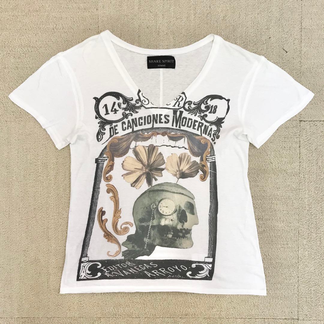 SHARE SPIRIT スカルプリント Tシャツ 半袖 カットソー S3356