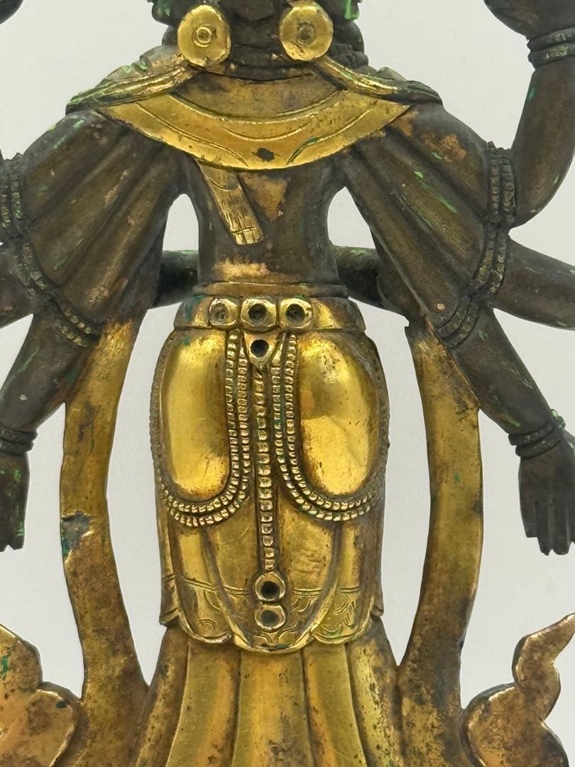 中国　清時代中期　官造　溜金十一面観音像　仏教美術　送料込み251209