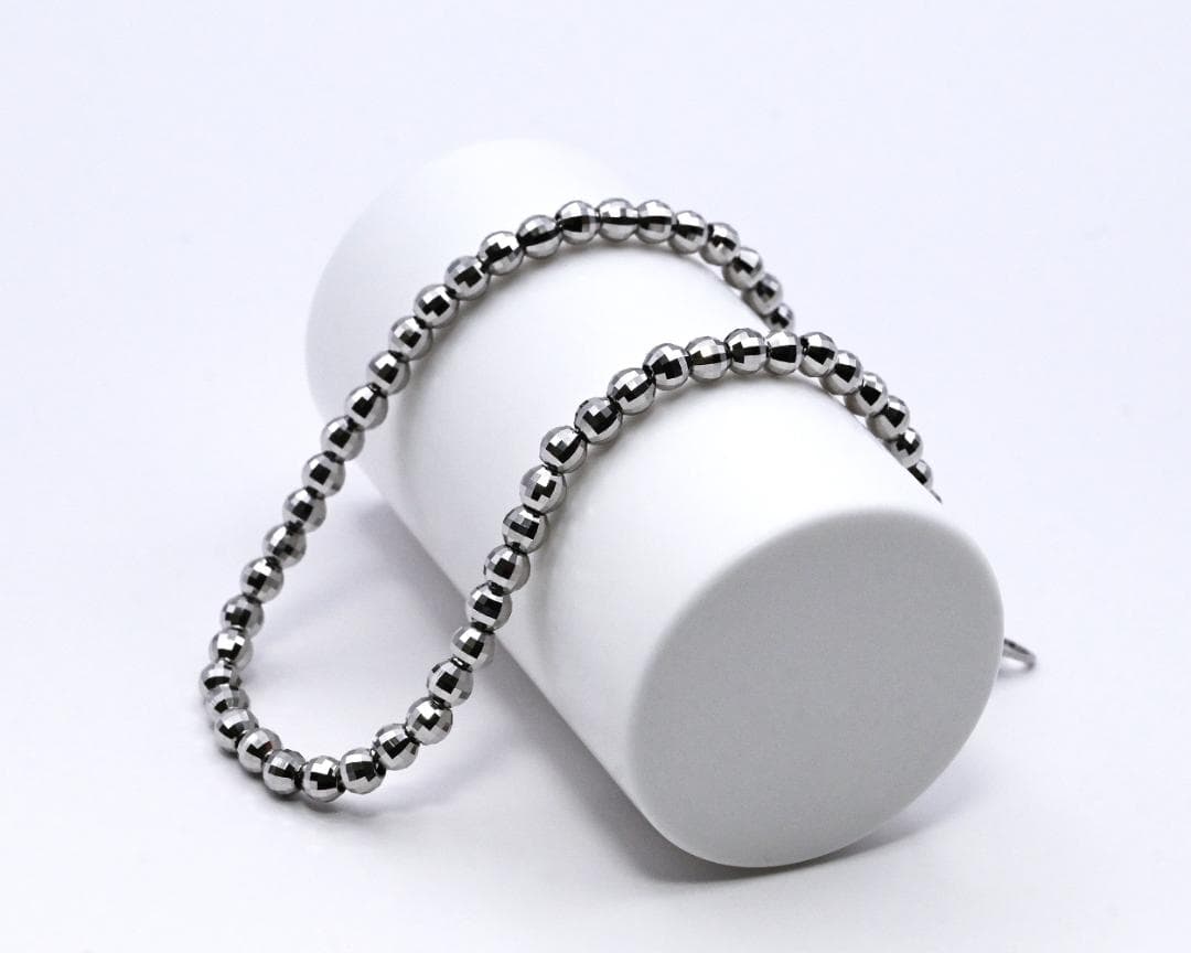 新品 Pt850ミラーカットボールチェーンブレスレット幅3.0mm長さ18cm