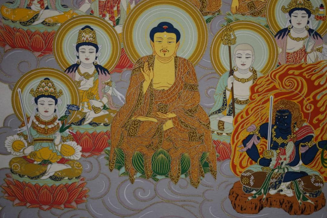 真作/四国霊場十三佛/高野山/奥之院/桐共箱付/布袋屋掛軸HH-15２