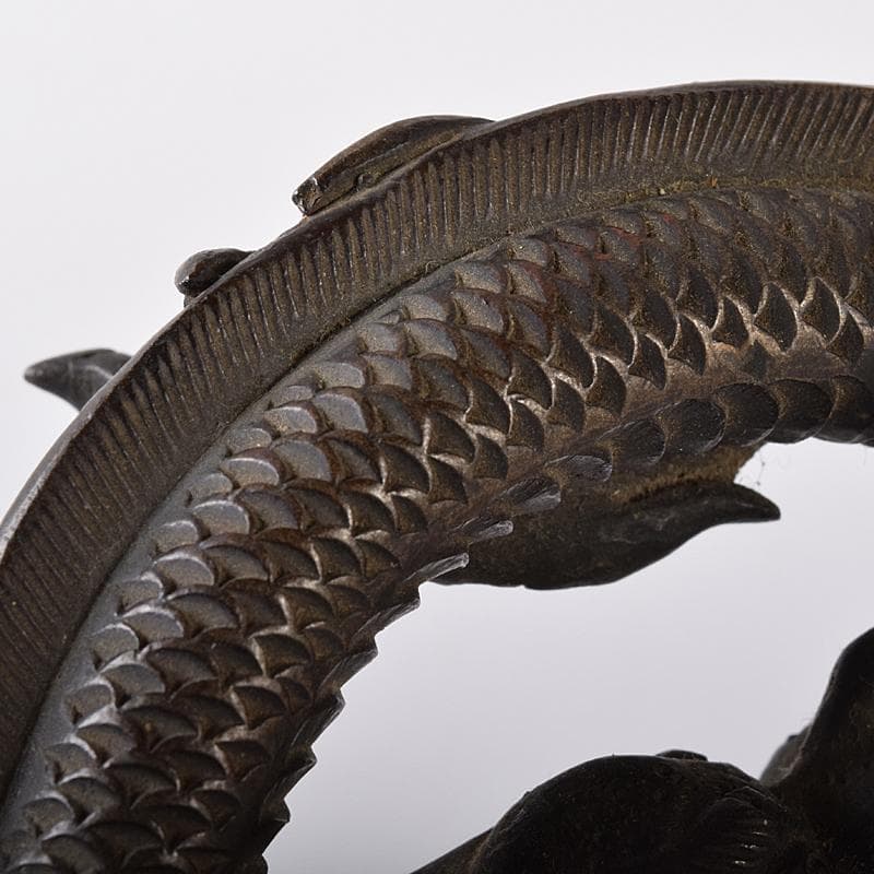 中国　古銅　龍　紙鎮　墨床　蓋置　置物　T　R8206