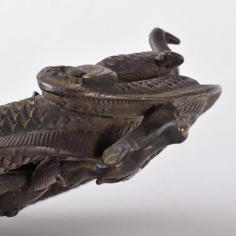 中国　古銅　龍　紙鎮　墨床　蓋置　置物　T　R8206