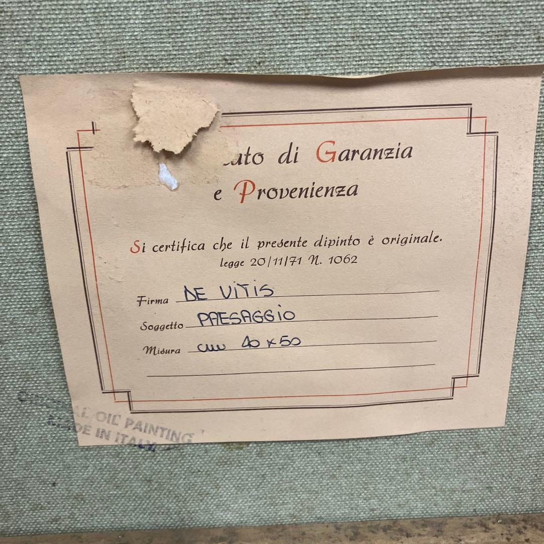 イタリア製 油絵 DE VITIS 風景画 山小屋 額縁入り DE VITIS