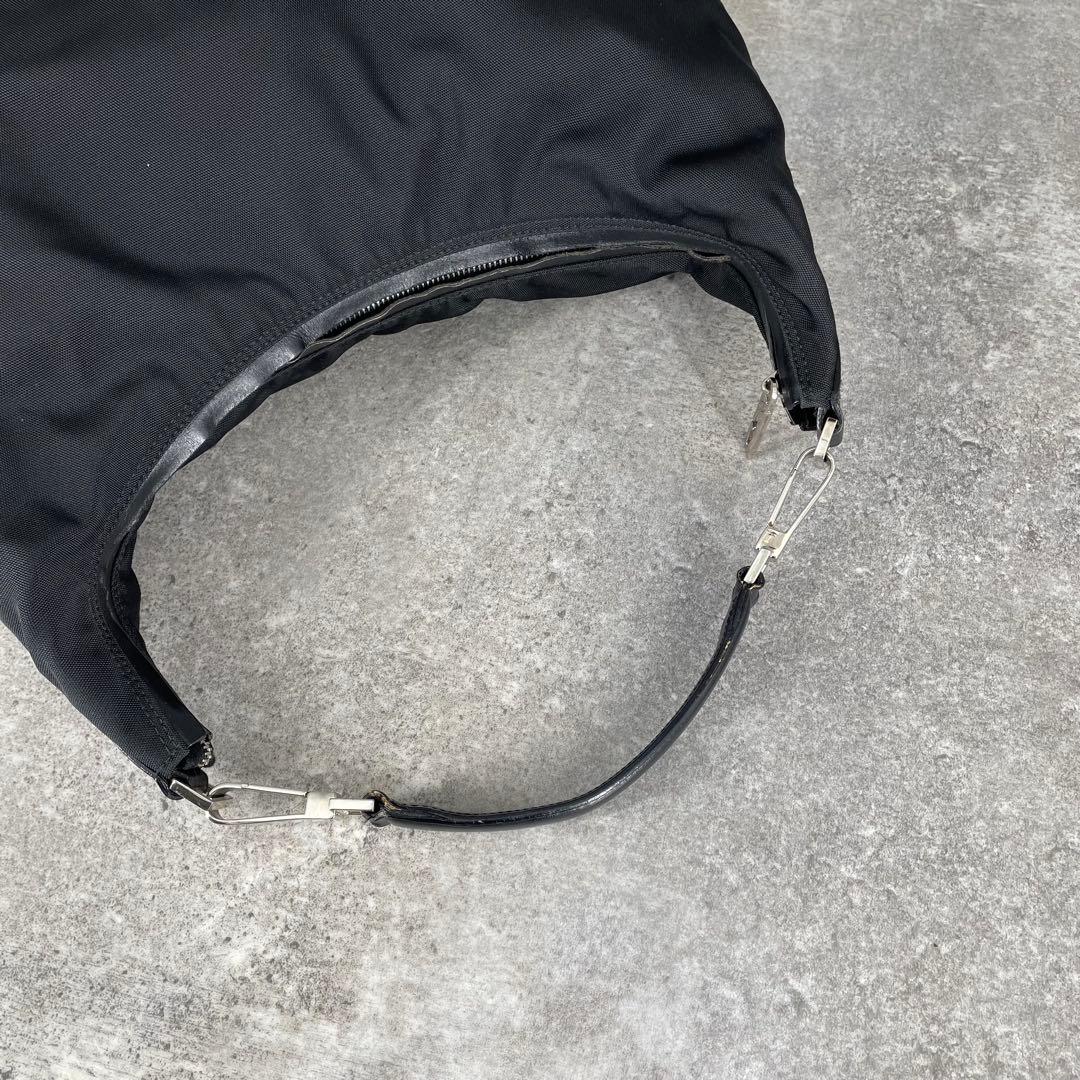 美品 GUCCI グッチ ナイロン レザー G金具 ワンショルダーバッグ 黒