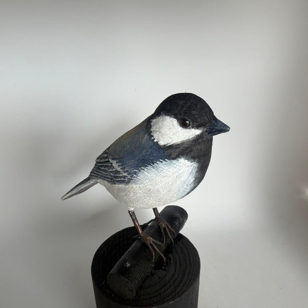 シジュウカラ　バードカービング 　　　　　　木彫りの野鳥　野鳥彫刻