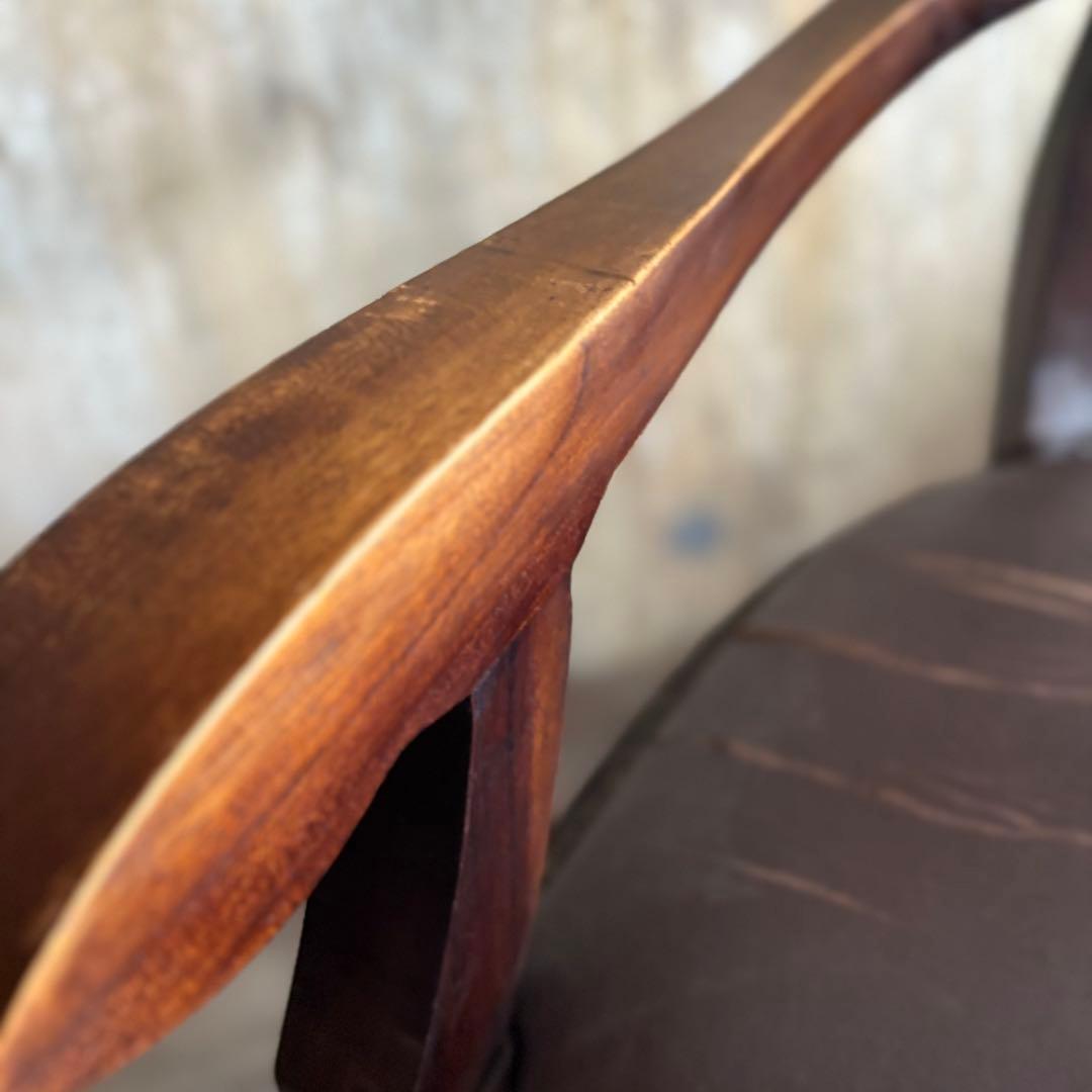 エスニックスタイル　レザーシート アームチェア ヴィンテージ　②