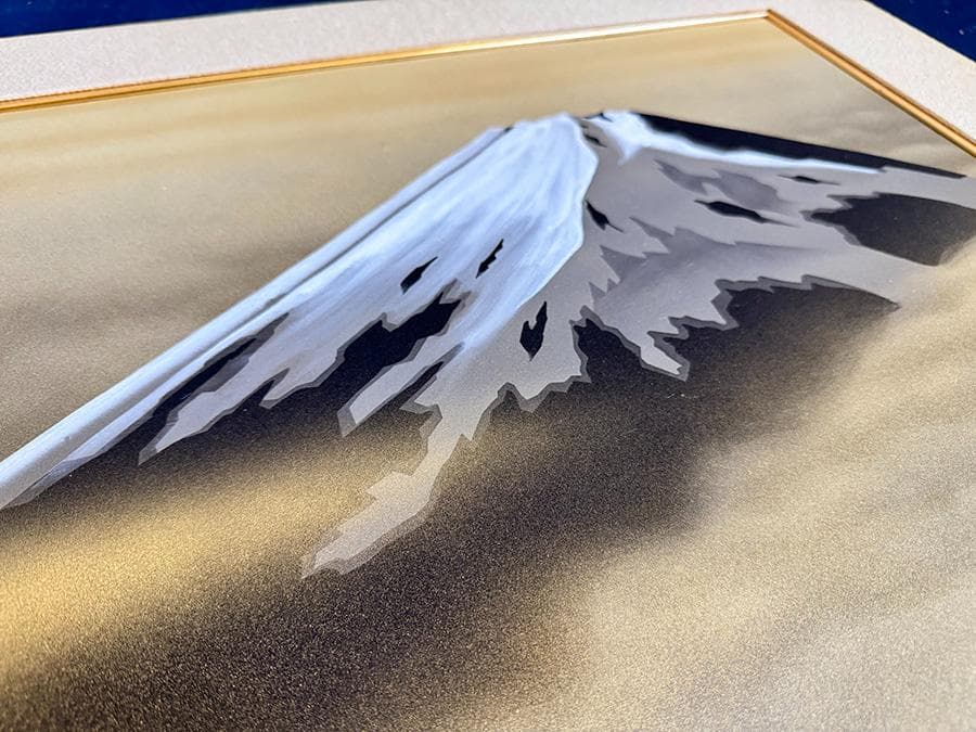 小野萬翠 筆 富士 F8号 落款 直筆サイン有 繊細な色彩描写 額装