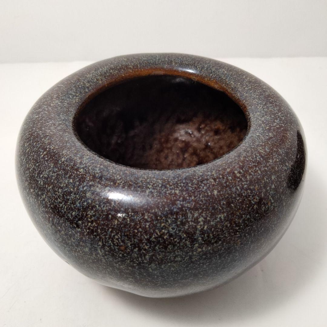 S390 中国 清代 葛明祥造 海鼠釉 火入一対 香炉 火鉢 木箱付　C