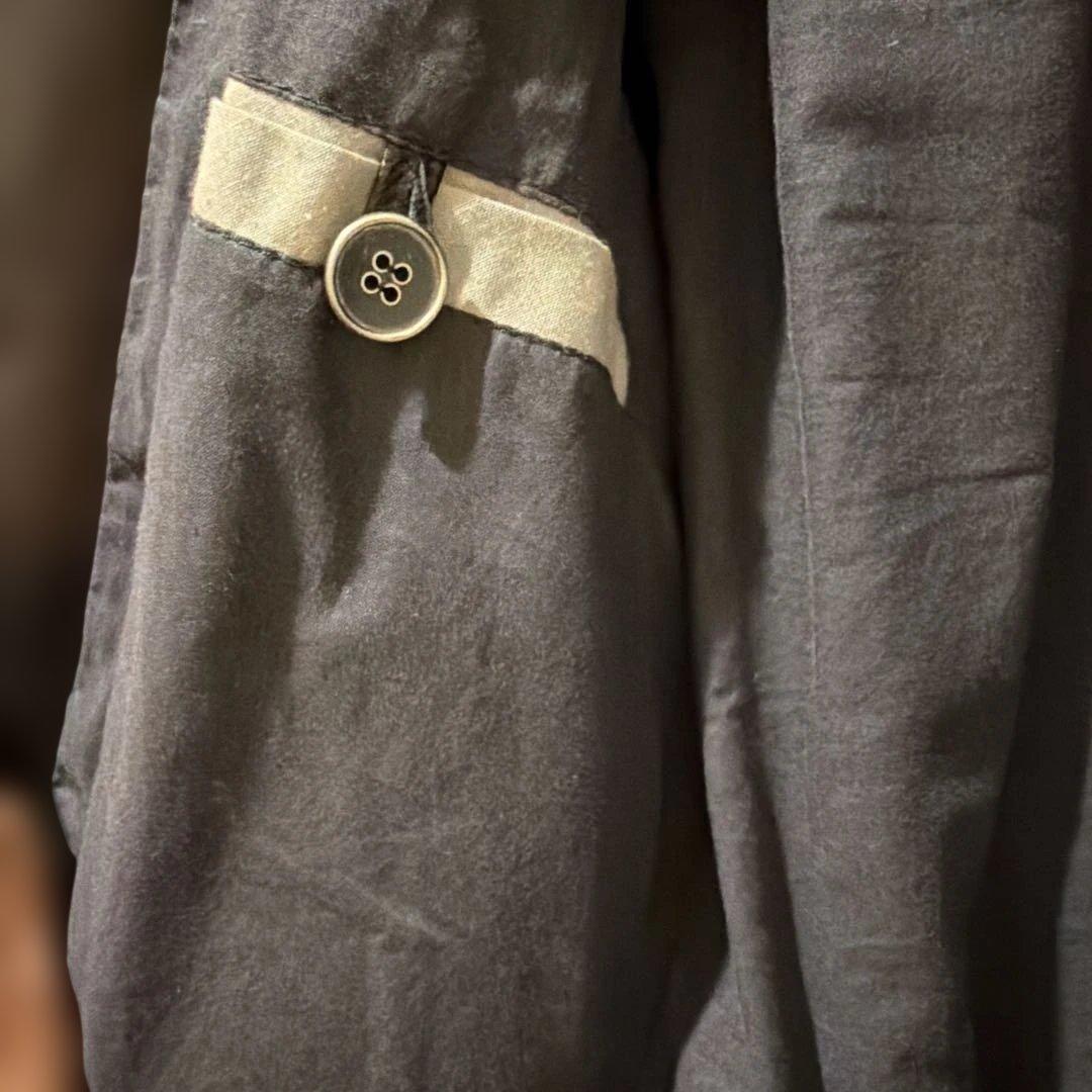 レア！EMMETI ネイビーレザーシングルノーカラーライダース