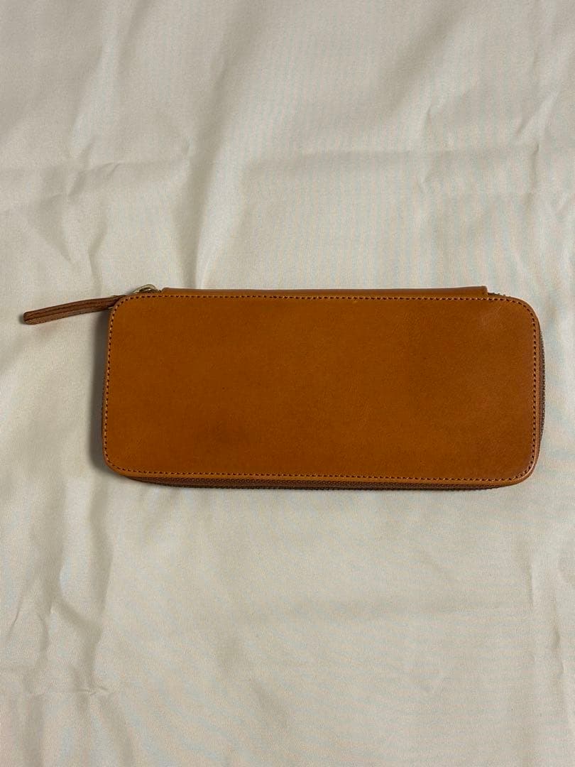 バハギア　ペンケース　ラウンドジップ型　栃木レザーjeans　ブラウン