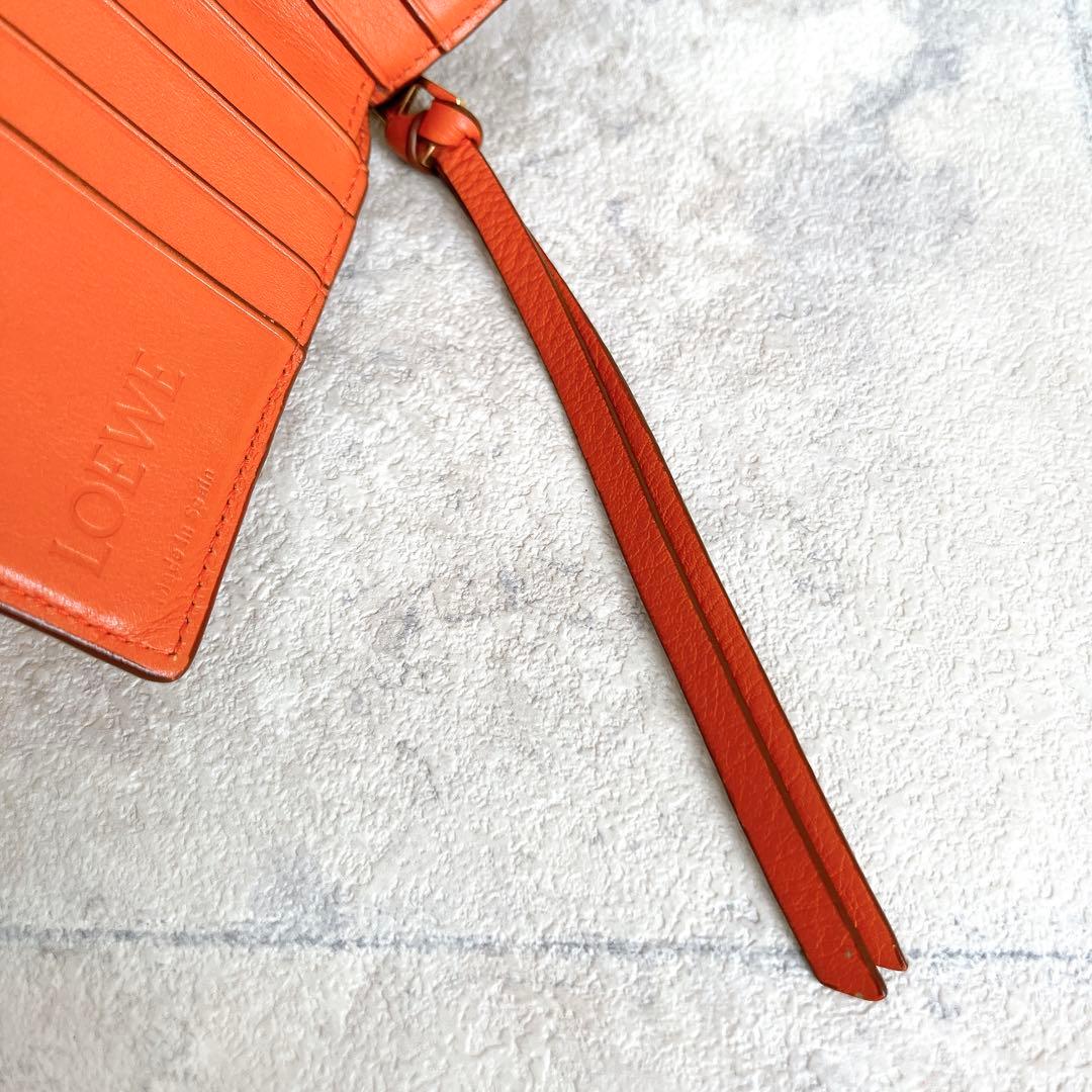 美品✨ロエベ コンパクト ジップウォレット アナグラム レザー コーラルピンク