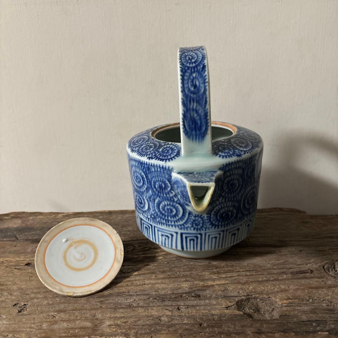 古伊万里タコ唐草染付銚子　酒器　伊万里　波佐見　砥部焼　瀬戸　古民芸　白磁　李朝