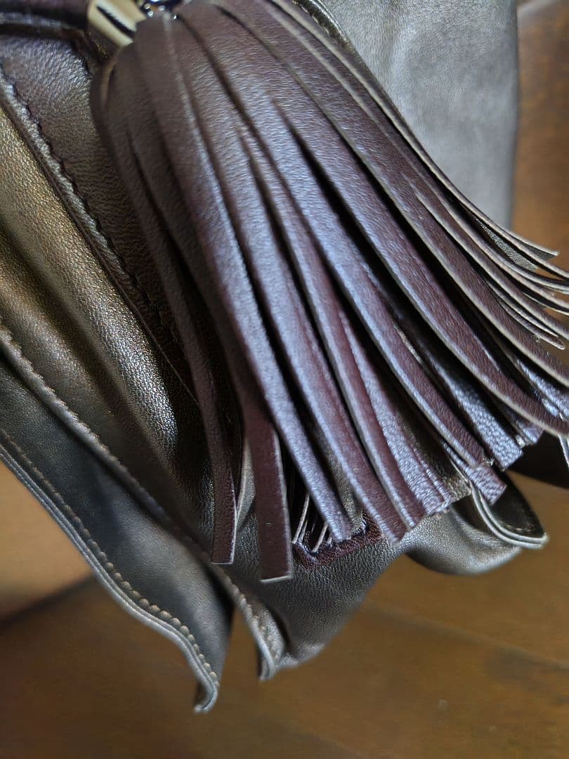 美品 ロエベフラメンコダークブラウン フリンジナッパー ミニ