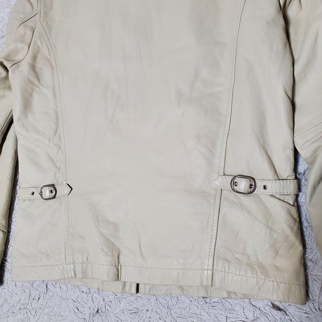 美品 Glitter シングルライダース 本革 アイボリー 42